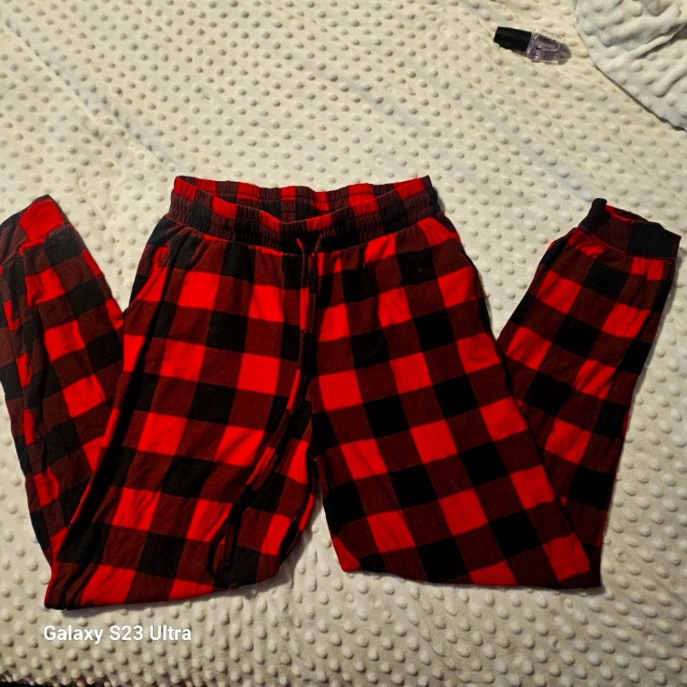 Plaid Red and Black Bottoms